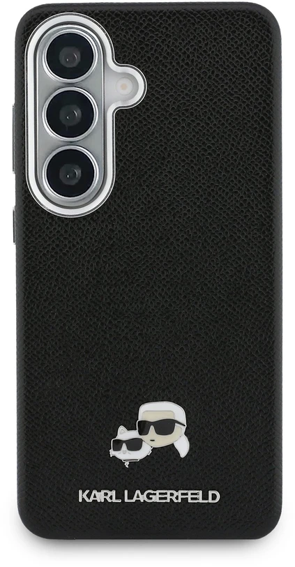 Karl Lagerfeld Grained PU Leather K&CH Heads Magnetic dėklas Samsung Galaxy S26+ juodos spalvos