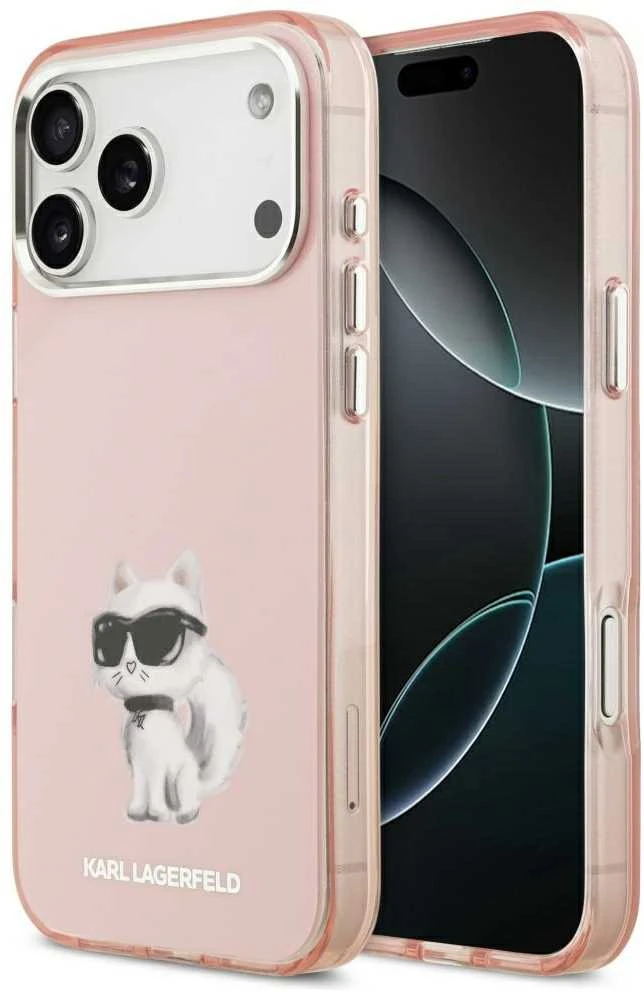 Karl Lagerfeld IML Aquarelle Choupette & Logo MagSafe dėklas skirtas Apple iPhone 17 Pro rožinės spalvos