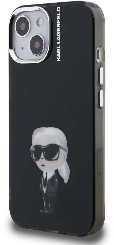 Karl Lagerfeld IML Aquarelle Karl dėklas Apple iPhone 15 juodos spalvos