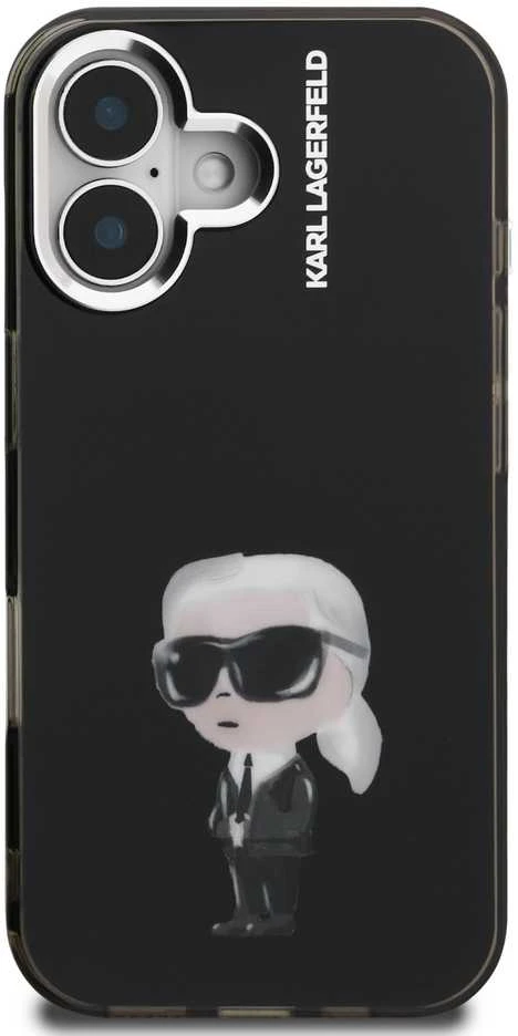 Karl Lagerfeld IML Aquarelle Karl dėklas Apple iPhone 16 juodos spalvos