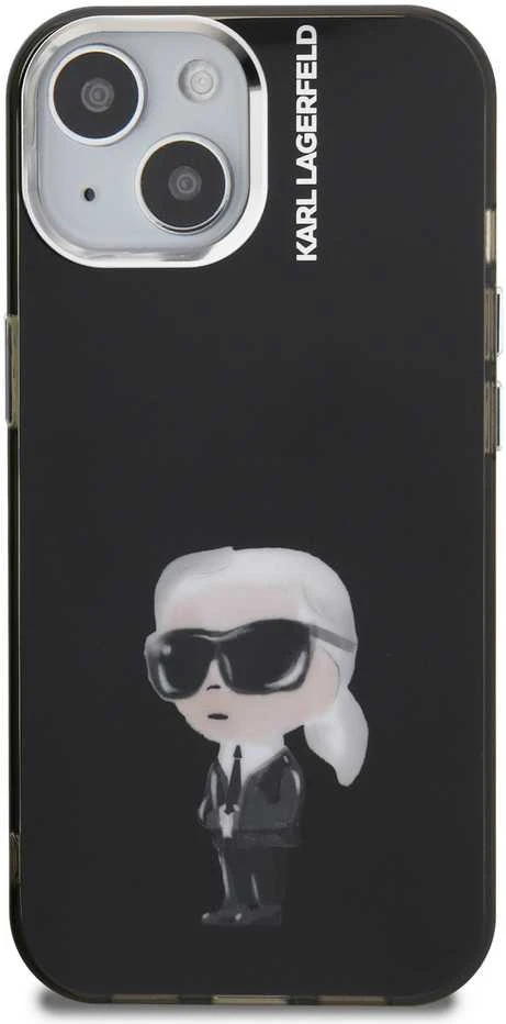 Karl Lagerfeld IML Aquarelle Karl dėklas Apple iPhone 15 juodos spalvos
