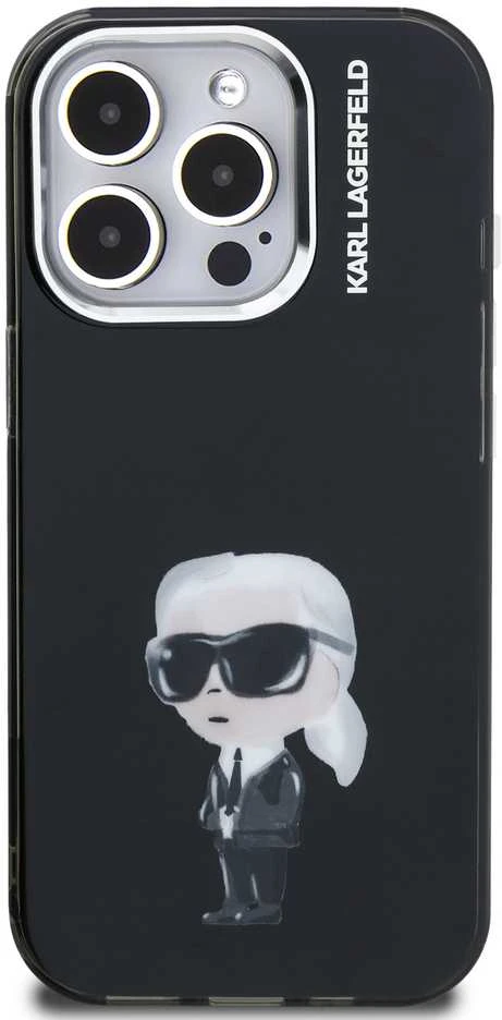 Karl Lagerfeld IML Aquarelle Karl dėklas Apple iPhone 15 Pro Max juodos spalvos