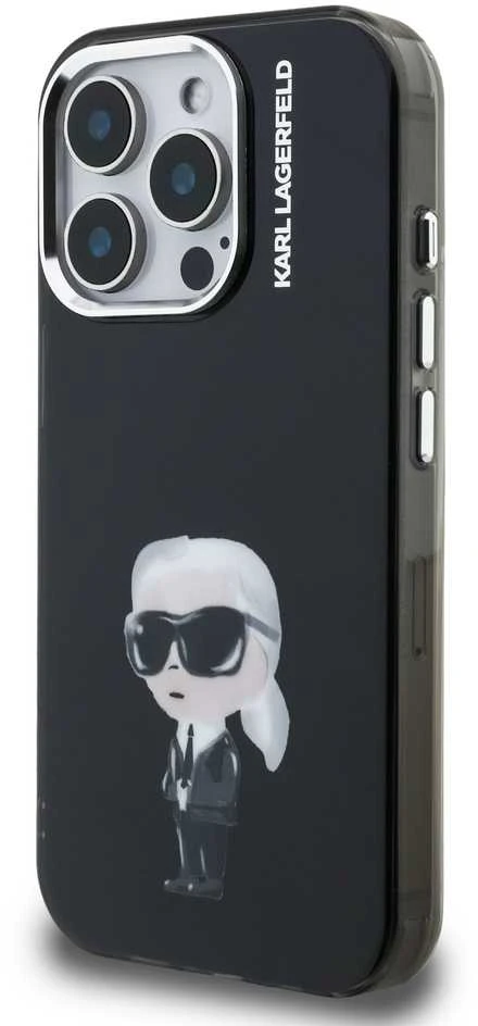 Karl Lagerfeld IML Aquarelle Karl dėklas Apple iPhone 15 Pro Max juodos spalvos