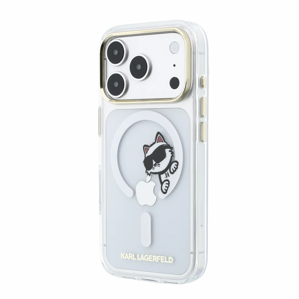 Karl Lagerfeld IML Choupette Peekaboo Magsafe dėklas, skirtas iPhone 18 Pro, skaidrus