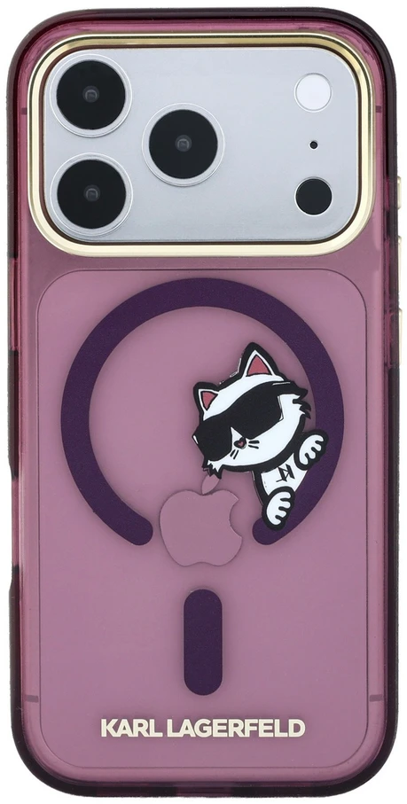 Dėklas Karl Lagerfeld Peekaboo Logo MagSafe case for iPhone 18 Pro Max / 17 Pro Max - burgundy