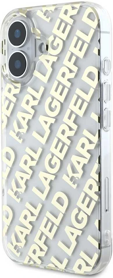 Karl Lagerfeld IML Electroplated Repeated Logo Apple iPhone 16 dėklas telefonui aukso spalvos