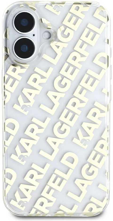 Karl Lagerfeld IML Electroplated Repeated Logo Apple iPhone 16 dėklas telefonui aukso spalvos