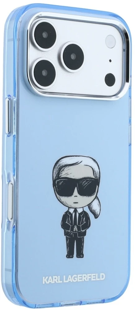Karl Lagerfeld IML Ikonik Sketch Print MagSafe dėklas, skirtas iPhone 18 Pro Max / 17 Pro Max, šviesiai mėlynas