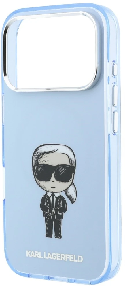 Karl Lagerfeld IML Ikonik Sketch Print MagSafe dėklas, skirtas iPhone 18 Pro Max / 17 Pro Max, šviesiai mėlynas