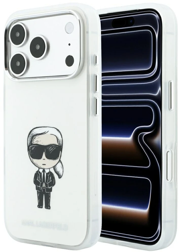 Karl Lagerfeld IML Ikonik Sketch Print MagSafe dėklas, skirtas iPhone 18 Pro Max / 17 Pro Max, smėlio spalvos