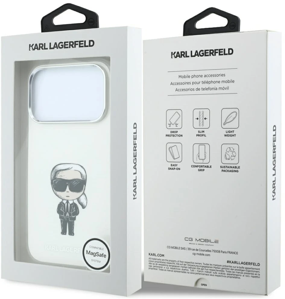 Karl Lagerfeld IML Ikonik Sketch Print MagSafe dėklas, skirtas iPhone 18 Pro Max / 17 Pro Max, smėlio spalvos