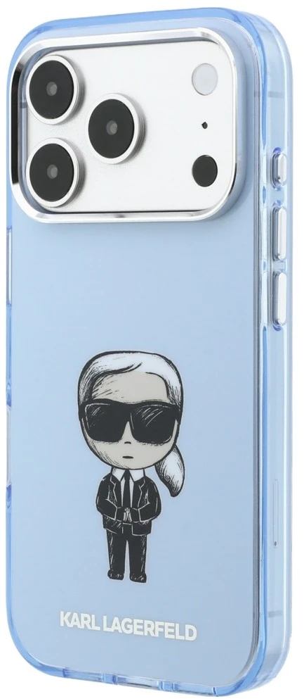 Karl Lagerfeld IML Ikonik Sketch Print MagSafe dėklas, skirtas iPhone 18 Pro Max / 17 Pro Max, šviesiai mėlynas