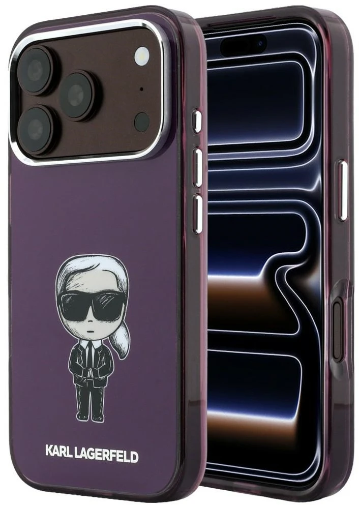 Karl Lagerfeld IML Ikonik Sketch Print MagSafe dėklas, skirtas iPhone 18 Pro / 17 Pro, bordo spalvos