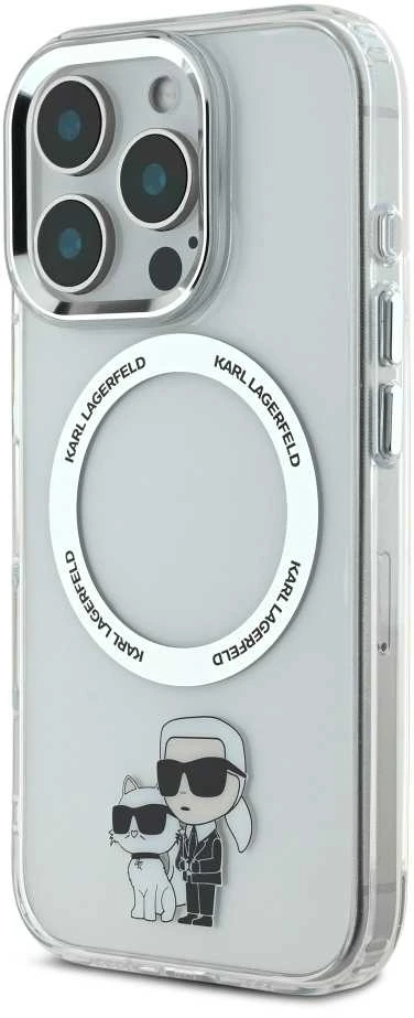 Karl Lagerfeld IML Karl and Choupette MagSafe dėklas skirtas iPhone 16 Pro skaidrus