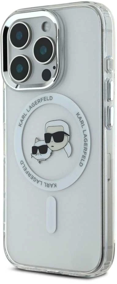 Karl Lagerfeld KLHMP16LHLSKCH Apple iPhone 16 Pro 6.3″ baltos spalvos kietas dėklas IML Metal Karl&Choupette Head M