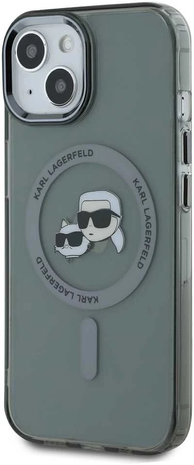 Karl Lagerfeld KLHMP15SHLSKCK Apple iPhone 15 6.1″ juodos spalvos kietas dėklas IML Metal Karl&Choupette Head Ma