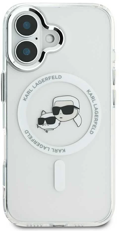 Karl Lagerfeld KLHMP16MHLSKCH Apple iPhone 16 Plus 6.7″ baltos spalvos kietas dėklas IML Metal Karl&Choupette Head