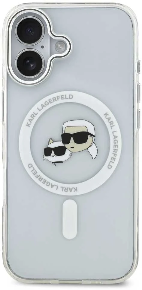 Karl Lagerfeld IML K&CH Heads Metal Frame MagSafe dėklas skirtas Apple iPhone 17 skaidrus