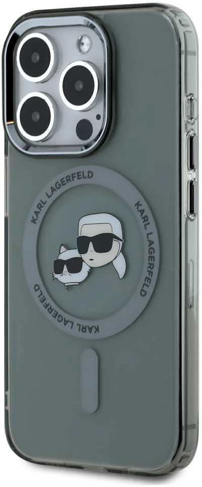 Karl Lagerfeld KLHMP15LHLSKCK Apple iPhone 15 Pro 6.1″juodos spalvos kietas dėklas IML Metal Karl&Choupette Hea