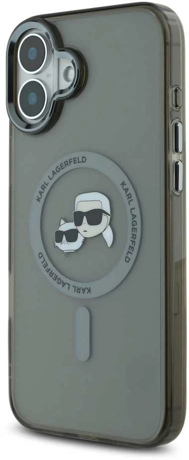 Karl Lagerfeld KLHMP16SHLSKCK Apple iPhone 16 6.1″ juodos spalvos kietas dėklas IML Metal Karl&Choupette Head MagS