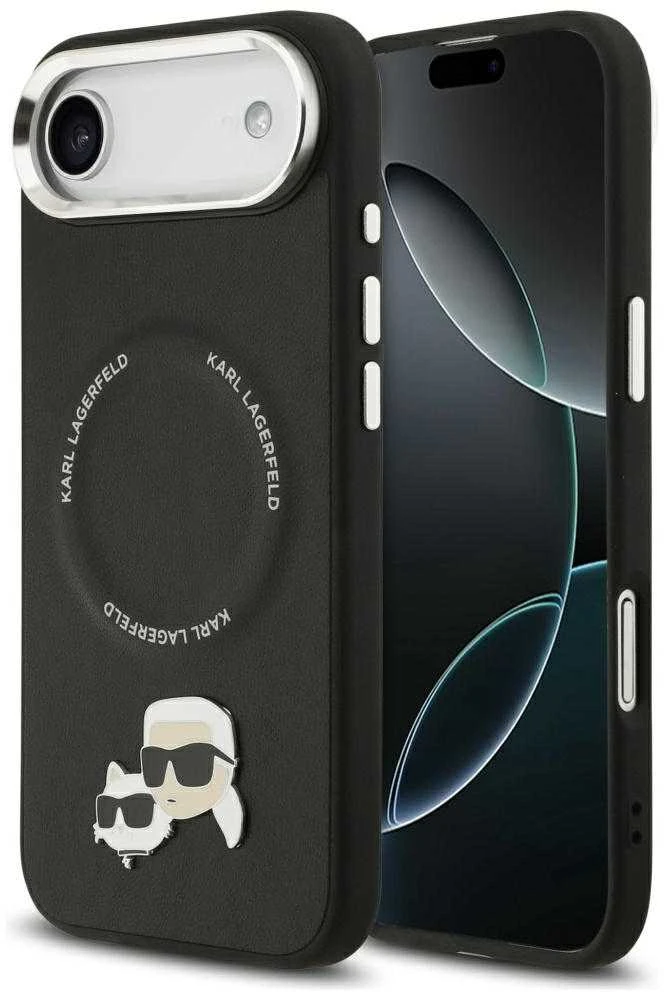Karl Lagerfeld Karl & Choupette smeigtukų MagSafe dėklas, skirtas iPhone Air, juodas