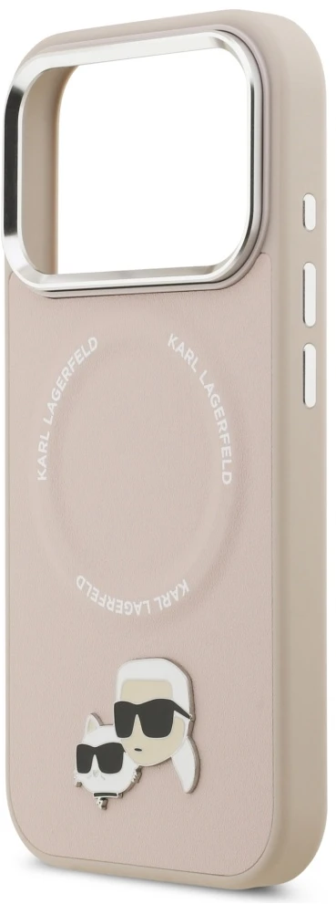 Karl Lagerfeld Karl & Choupette Pins MagSafe dėklas Apple iPhone 17 Pro rožinės spalvos