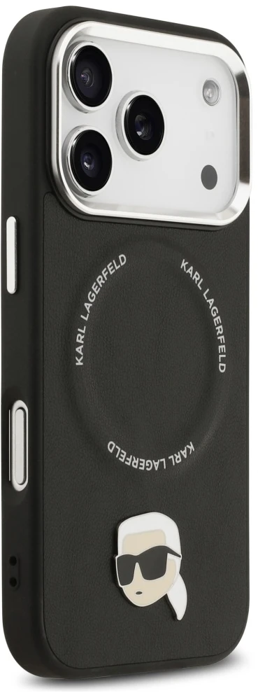 Karl Lagerfeld Karl Pin MagSafe dėklas Apple iPhone 17 Pro juodos spalvos