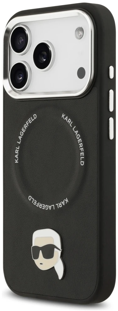 Karl Lagerfeld Karl Pin MagSafe dėklas Apple iPhone 17 Pro juodos spalvos