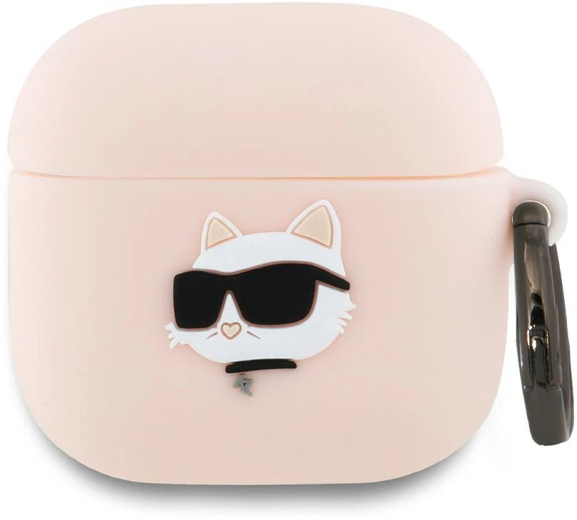 Dėklas Karl Lagerfeld KLA4RUNCHP AirPods 4 cover pink Silicone Choupette Head 3D