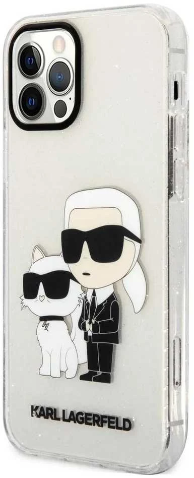 Karl Lagerfeld KLHCP12MHNKCTGT Apple iPhone 12 /12 Pro 6.1" dėklas telefonui skaidrus Gliter Karl&Choupette