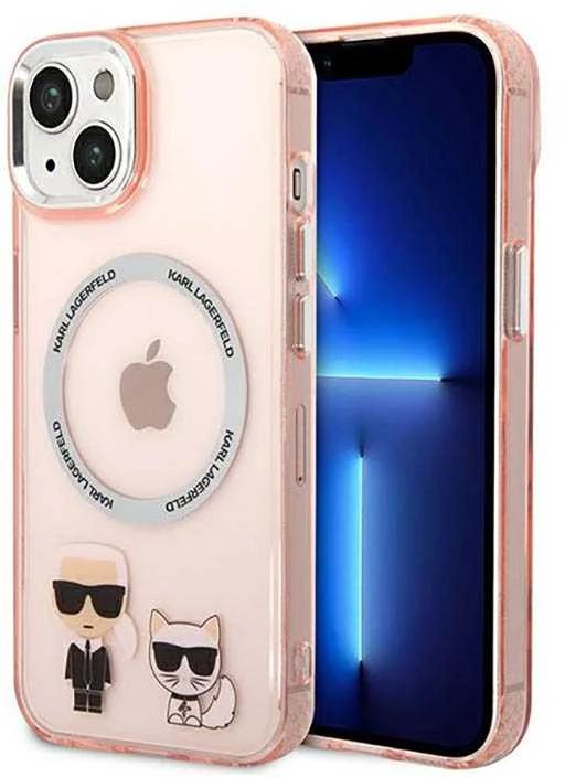 Karl Lagerfeld Karl&Choupette Aliuminio MagSafe - dėklas skirtas Apple iPhone 14 Plus Rožinė