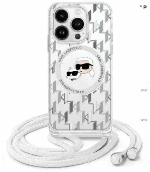 Karl Lagerfeld KLHMP16LHCKCKLCT Apple iPhone 16 Pro 6.3″ skaidrus kietas dėklas IML Crossbody Monogram