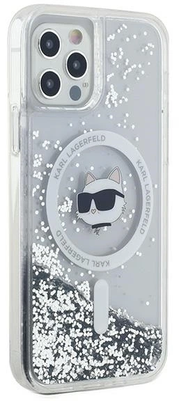 Karl Lagerfeld KLHMP12MLGCHSGH Apple iPhone12/12 Pro 6.1″ kietas dėklas skaidrus Liquid Glitter Choupette He
