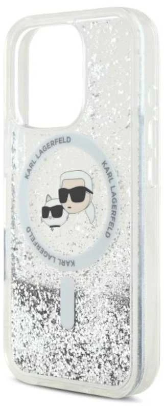 Karl Lagerfeld KLHMP16LLGKCSGH Apple iPhone16 Pro 6.3″ kietas dėklas skaidrus Liquid Glitter Karl&Choupette