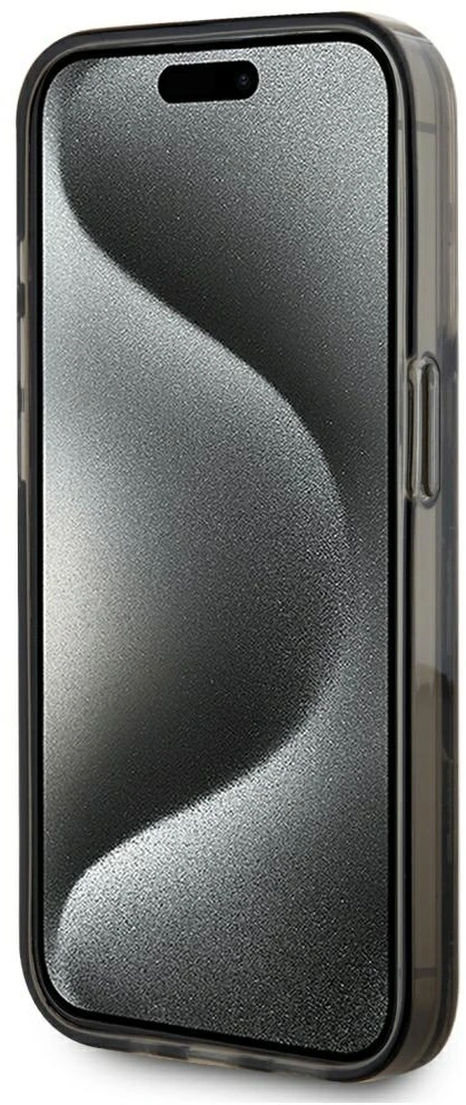 Dėklas Karl Lagerfeld Liquide Glitter Monogram Gradient Apple iPhone 15 Pro juodos spalvos