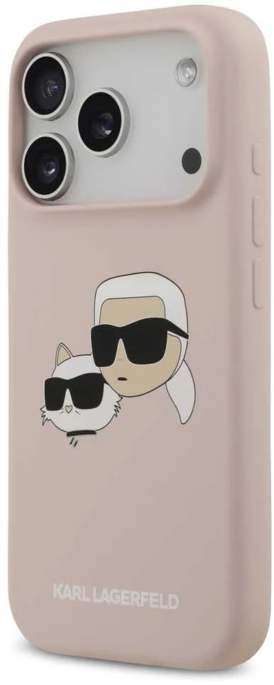Karl Lagerfeld Liquid Silicone Double Heads MagSafe dėklas skirtas Apple iPhone 17 Pro rožinės spalvos