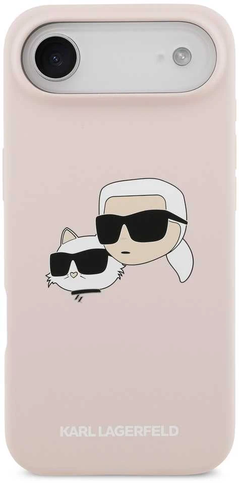 Karl Lagerfeld Liquid Silicone Double Heads MagSafe dėklas skirtas Apple iPhone 17 Air rožinės spalvos