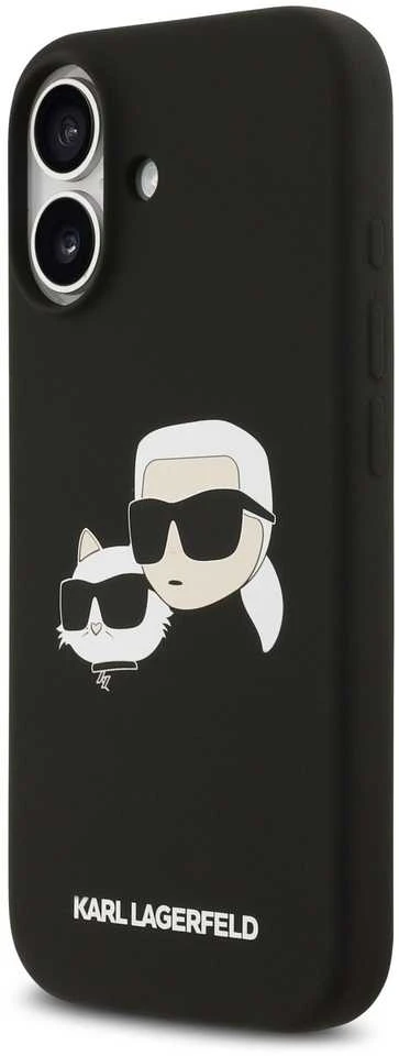 Karl Lagerfeld Liquid Silicone Double Heads MagSafe dėklas skirtas Apple iPhone 17 juodos spalvos