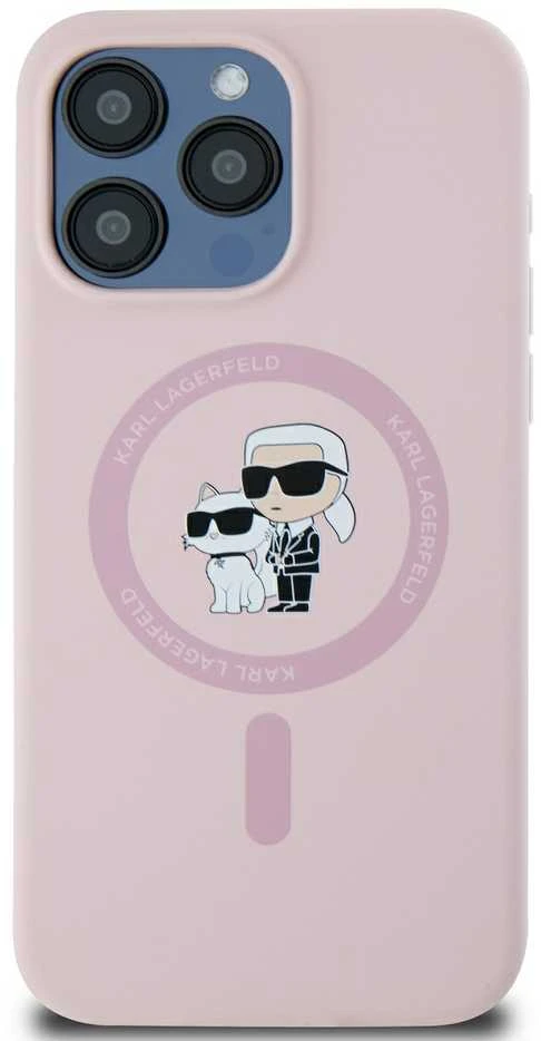 Dėklas Karl Lagerfeld Silicone Karl&Choupette MagSafe Apple iPhone 14 Pro Max rožinės spalvos