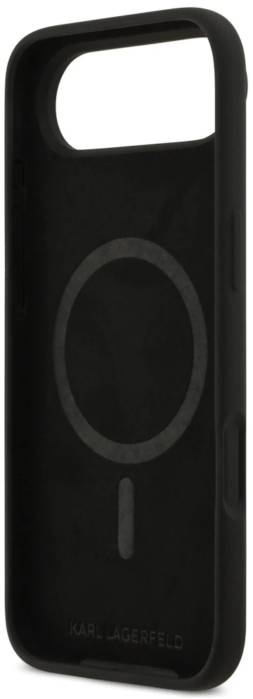 Karl Lagerfeld Silicone Karl&Choupette Ring MagSafe dėklas Apple iPhone Air juodos spalvos