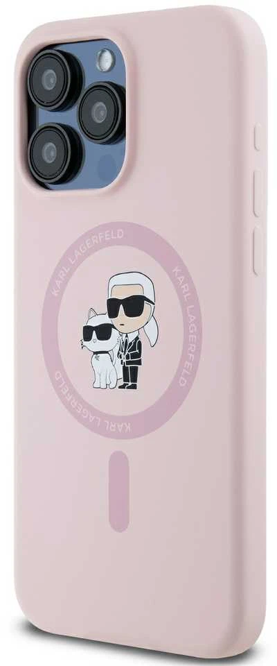 Dėklas Karl Lagerfeld Silicone Karl&Choupette MagSafe Apple iPhone 14 Pro Max rožinės spalvos