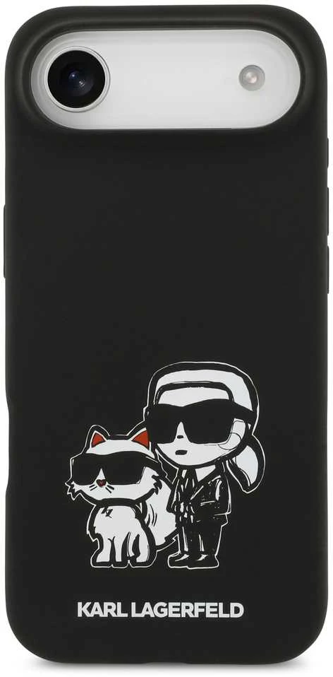 Karl Lagerfeld Liquid Silicone K&CH Sketch MagSafe dėklas skirtas Apple iPhone 17 Air juodos spalvos