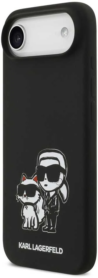 Karl Lagerfeld Liquid Silicone K&CH Sketch MagSafe dėklas skirtas Apple iPhone 17 Air juodos spalvos