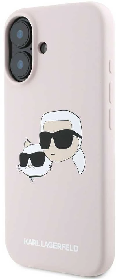 Karl Lagerfeld KLHMP16SSKCHPPLP Apple iPhone 16 6.1″ rožinės spalvos kietas dėklas Silicone Double Heads Print MagSa
