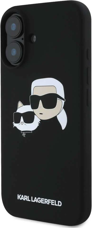 Karl Lagerfeld KLHMP16MSKCHPPLK Apple iPhone 16 Plus 6.7″ juodos spalvos kietas dėklas Silicone Double Heads Print