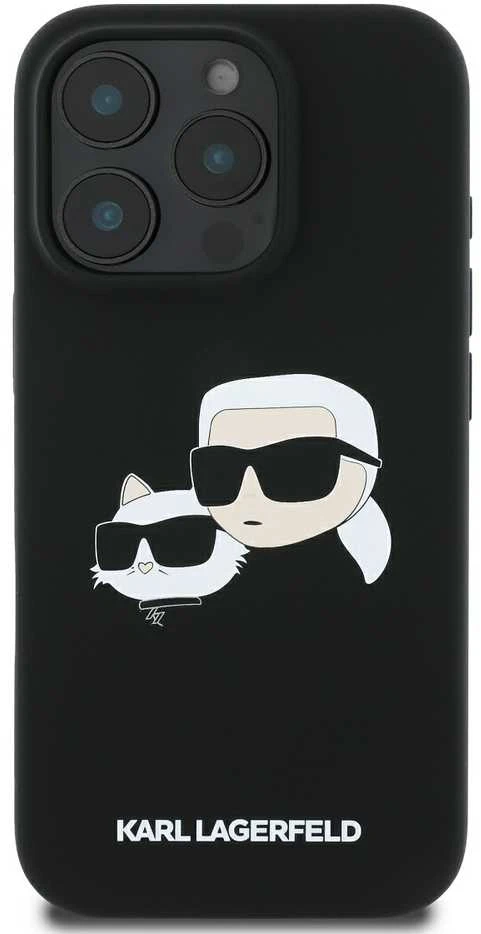 Karl Lagerfeld KLHMP16XSKCHPPLK iPhone 16 Pro Max 6.9″ juodos spalvos kietas dėklas Silicone Double Heads Pr