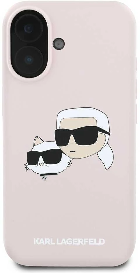 Karl Lagerfeld KLHMP16SSKCHPPLP Apple iPhone 16 6.1″ rožinės spalvos kietas dėklas Silicone Double Heads Print MagSa