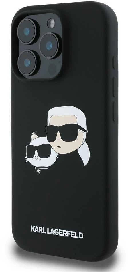 Karl Lagerfeld KLHMP16XSKCHPPLK iPhone 16 Pro Max 6.9″ juodos spalvos kietas dėklas Silicone Double Heads Pr