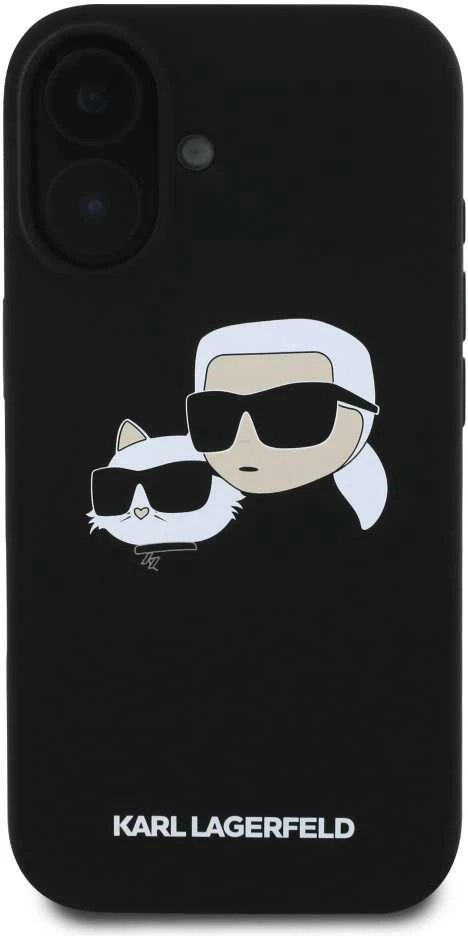 Karl Lagerfeld KLHMP16MSKCHPPLK Apple iPhone 16 Plus 6.7″ juodos spalvos kietas dėklas Silicone Double Heads Print