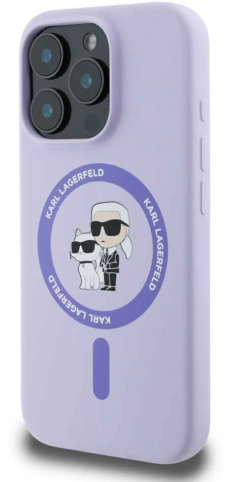 Karl Lagerfeld KLHMP16LSCMKCRHU Apple iPhone 16 Pro 6.3″ violetinės spalvos kietas dėklas Silicone Karl&Choupette